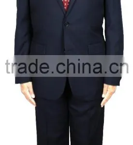 NAAMS MEN'S WOOL 2 BUTTON 2 VENT SLIM FIT SUIT JACKET FLAT FRONT PANT NAVY BIRDSEYE thumbnail-1
