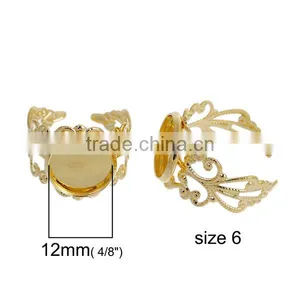 Copper Adjustable Rings Round Gold Plated Pattern Hollow 16.5mm thumbnail-2