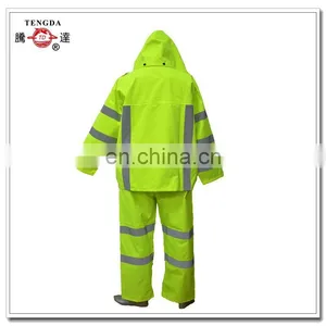 Reflective Yellow Road Man Worker 300D Oxford Rainsuit thumbnail-2