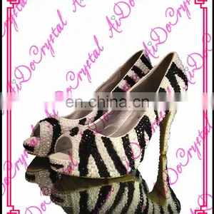 Aidocrystal White With Black Pearl Peep Toe High Heels,summer Sandal Shoes Women thumbnail-1