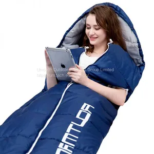 Winter Outdoor Portable Lightweight Waterproof Polyester Fabric Adult Hollow Cotton Sleeping Bag With Opening in the Middle thumbnail-1