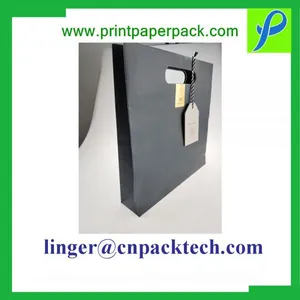Black Custom Printing Pouch Paper Bag With Spot UV and Hanger Tag thumbnail-1