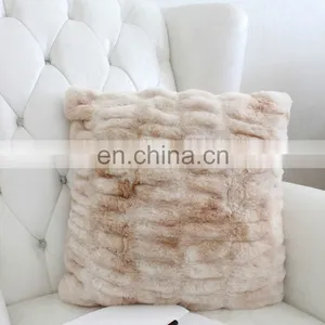 Fashionable Ruched Faux Rabbit Fur Cushion ,Good Quality Ruched Fake Rabbit Fur Pillow thumbnail-1