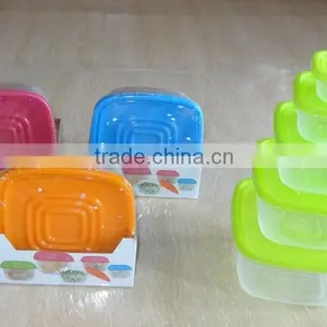 Popular 5 Pcs Set Square Plastic Food Storage Container With Color Box thumbnail-4