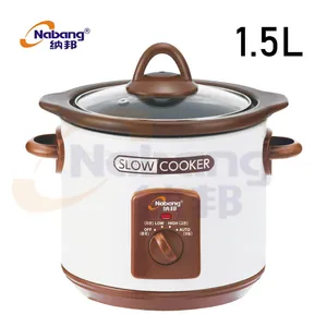 1.5L Multi Function Electric Slow Cooker With Ceramic Inner Pot & Plastic Lid Handle thumbnail-1