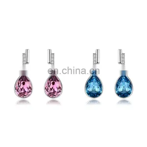925 Sterling Silver Needle Heart Earrings Made With Austrian Crystals Birthstone Jewelry Gifts for Women thumbnail-1