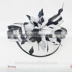 Wholesale Party/Church/Races White/Black Sinamay Base Fascinator Hat thumbnail-6