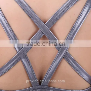 Sexy Modern Jazz Dance Costumes Metallic Strappy Tank Bra Top thumbnail-5