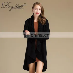 Womens Casual Sweater Cardigan Scarf Collar Long Cardigans Women's Cashmere Sweaters thumbnail-2