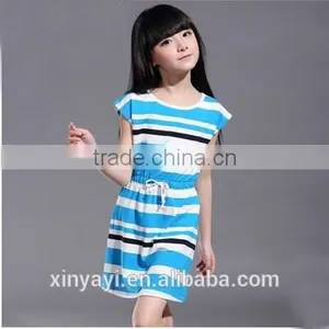Wholesale Cotton 100% Fabric With Stripe Baby Girl Summer Dress Casual Style thumbnail-5