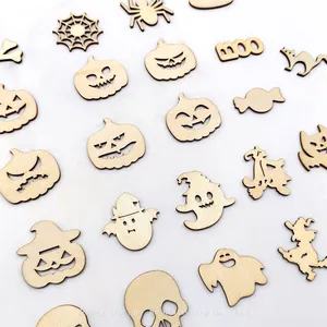 Halloween Wooden Small Hanging Sign Creative Wooden Crafts Halloween Hollow Decorative Pendant thumbnail-1