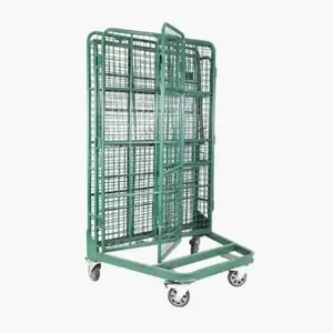 Powder Coated European Supermarket Steel Roll Container Roll Trolley for Warehouse thumbnail-3