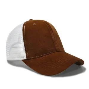Two Tone Mesh Back Trucker Hat Breathable Cotton Front Panel Adjustable Snapback Outdoor Casual Custom Cap thumbnail-3