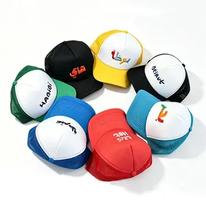 Custom Logo Mesh Trucker Hat Foam Trucker Hats Adjustable Mesh Trucker Caps thumbnail-1