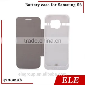 New Arrival 4200mah Full Capacity Power Case With Leather Cover For Samsung S6 External Battery Case thumbnail-4