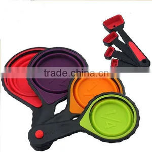 New 8 Piece 100% Food Grade Silicone Folding Measuring Cup and Spoon Set Quality Choice thumbnail-1