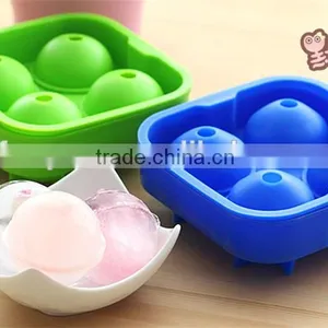 FDA&SGS 4pcs Silicone Ice Ball Mold Maker, Silicone Whiskey Ice Ball Mold Cheap Silicone Ice Ball Tray thumbnail-6