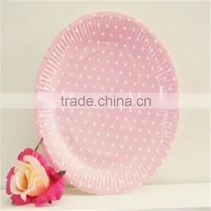 9 Inch Pink&White Striped Round Wedding Party Paper Plates,Paper Dish China Wholesales Quality Choice thumbnail-1