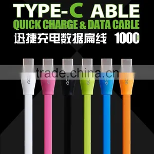 GOLF Original 1M Type-c Quick Charge and Data Cable 2.1A TPE Flat Wire Cable for Type-c Device thumbnail-1