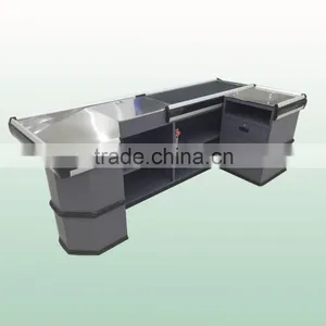 Electric Checkout Counter With Grey Color and Conveyor Belt / High Quality Checkout Counter thumbnail-1