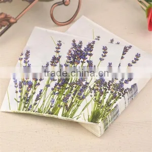 20pcs Spring Purple Lavender Flowers Printed Paper Napkins Food-grade Tissue for Coffee Shop Table Accessories Party Placemats thumbnail-1