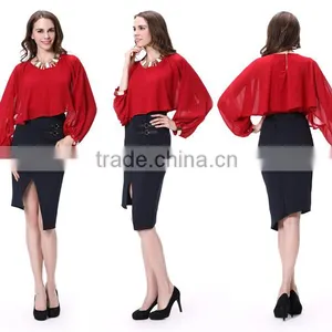 New Designed Crewneck Long Sleeve New Fashion Chiffon Blouse 2016 thumbnail-4