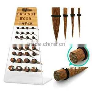 Display With 32 Pcs. of Coconut Wood Tapers With Double Rubber O-ring - Size 12g to 00g (2mm - 10mm) thumbnail-1