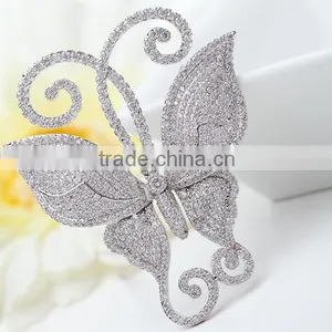 Platinum Plated Designer Fairy Butterfly Brooch With AAA+ Cz Micro Pave Setting for Women and Men thumbnail-3