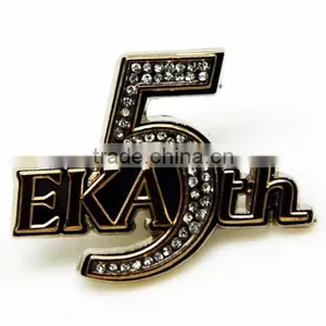 Perfect In Workmanship Anniversary Of The Company Crystal Letter Lapel Pin Manufacturers China thumbnail-2
