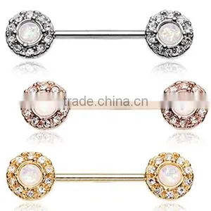 Opal Elegance Nipple Barbell Ring thumbnail-1