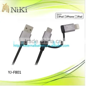 Newest High Quality Micro Usb + 8pin USB 2 in 1 Sync Data Cable thumbnail-1