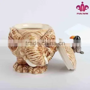 Elephant Design Bulk Ceramic Candy Jar With 3D Lid thumbnail-1