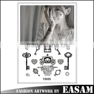 Temporary Tattoo Stickers for Body Art With Carriage Key Design thumbnail-1