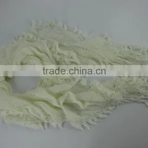 IN STOCK! Wholesale Cheap White Elastic Scarves With Fringes thumbnail-2