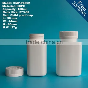 Square Plastic HDPE Pharmaceutical Capsule Bottle With Child Proof Cap thumbnail-1