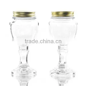 Clear Cute Mason Jar With Stem thumbnail-1