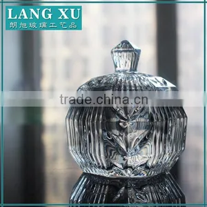 LX-T098 Handmade Press Crystal Glass Sugar Bowl With Lid thumbnail-1