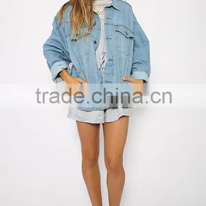 2016 Custom Made Clothing Manufacturers Women's Denim Jacket Quality Choice thumbnail-2