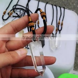 Natural Rock Clear Crystal Obsidian Amethyst Smoky Quartz Gemstone Point Crystal Pendant thumbnail-4