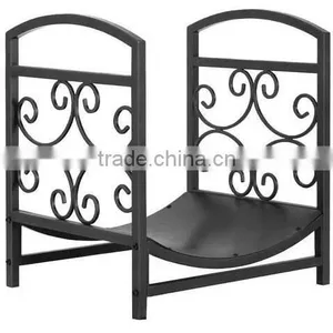 Unique Graphite Finish Metal Log Holder With Scrollwork thumbnail-1