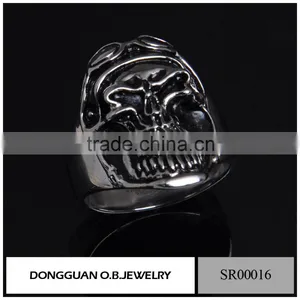 925 Sterling Silver Mirco Setting Skull Man Ring/Men Gay Stainless Steel The Expendables Skull Ring thumbnail-1