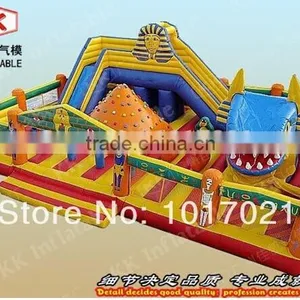 0.55mm Thickness18OZ PVC Tarpaulin Egypt Pyramids Inflatable Fun City Child Climb and Slide Itmes thumbnail-1
