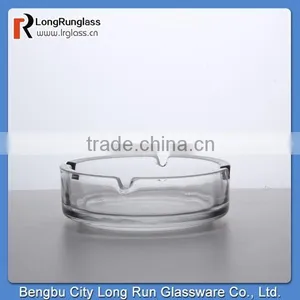 LongRun Wholesale 4'' Plain Design Round Glass Ashtray in Clear thumbnail-1