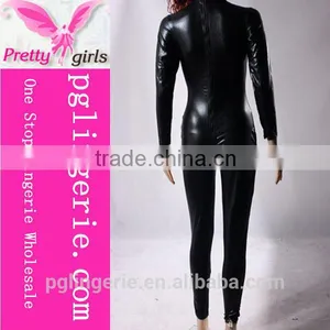 Fashion Black Sexy Catwoman Leather Costum Leather Jumpsuits thumbnail-5