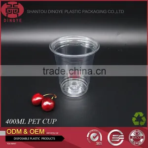APET Material Plastic Disposable Cup With Dome Flat Lid 400ml 14oz High Transparent thumbnail-1