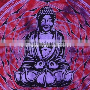 Hippie Boho Cotton Twin Buddha Meditation Lotus Wall Art Bohemian Wall Hanging Tapestry thumbnail-3