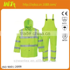 Bulk Hot Reflective Rainsuits With Bib Pants Working Rainsuits Safety Raincoat thumbnail-1