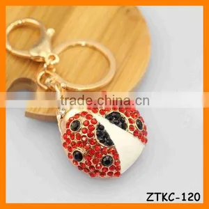 2014 Cute Animal Rhinestone Coccinella Key Chain, Gift Bag Pendant ZTKC-120 thumbnail-1