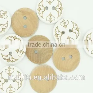 White 2 Holes Figure Logo Laser Engraved on Wood Button thumbnail-3