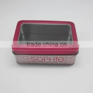 China Wholesale High Quality With Color Printing PVC Window Lid Rectangular Tin Box for Cookies thumbnail-1